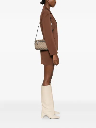 Gherardini Rectangular Geometric Patterned Shoulder Bag In Brown