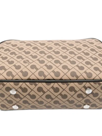 Gherardini Rectangular Geometric Patterned Shoulder Bag In Brown