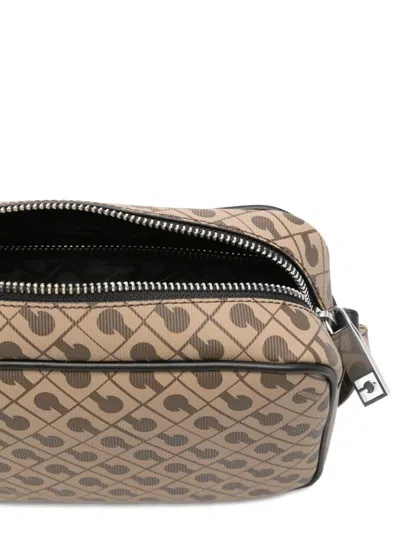 Gherardini Rectangular Geometric Patterned Shoulder Bag In Brown