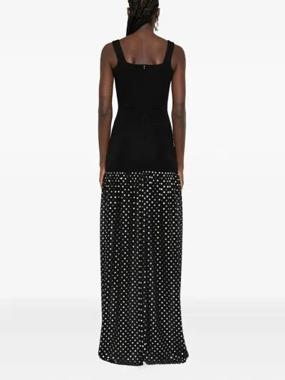 Roserry Polka-dot Square-neck Maxi Dress In Black