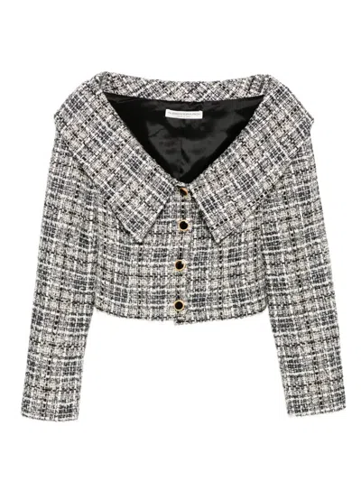 Alessandra Rich Checked Lurex Tweed Jacket In Multi