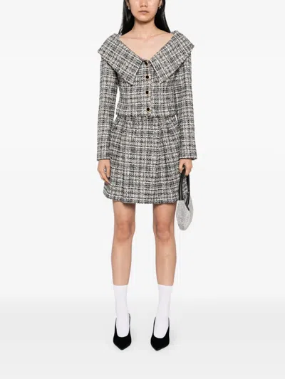 Alessandra Rich Checked Lurex Tweed Jacket In Multi