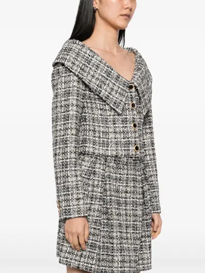 Alessandra Rich Checked Lurex Tweed Jacket In Multi