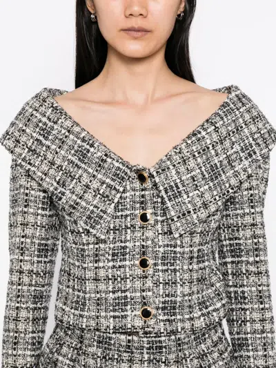 Alessandra Rich Checked Lurex Tweed Jacket In Multi