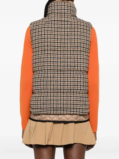 Moncler Touvet Check Down Puffer Vest In Brown
