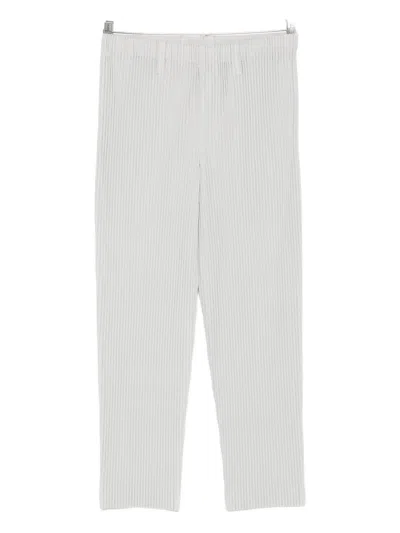 Issey Miyake Ribbed Texture Tailored Trousers Pockets In Gray