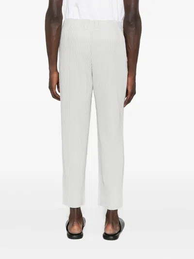 Issey Miyake Ribbed Texture Tailored Trousers Pockets In Gray