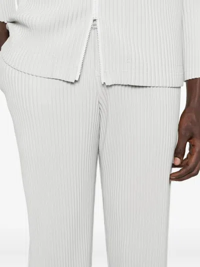 Issey Miyake Ribbed Texture Tailored Trousers Pockets In Gray