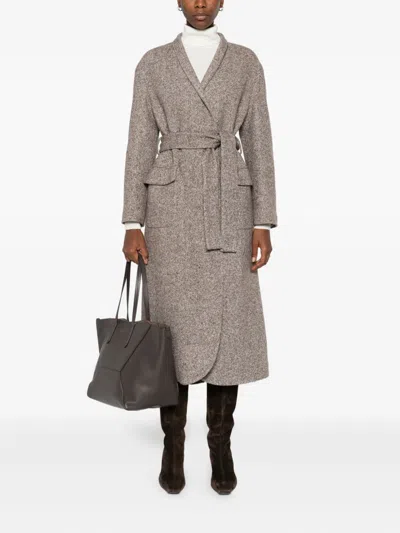 Brunello Cucinelli Single-breasted Coat Coats And Trench Coats Brown In Multi