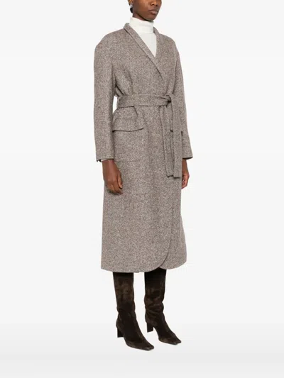 Brunello Cucinelli Single-breasted Coat Coats And Trench Coats Brown In Multi