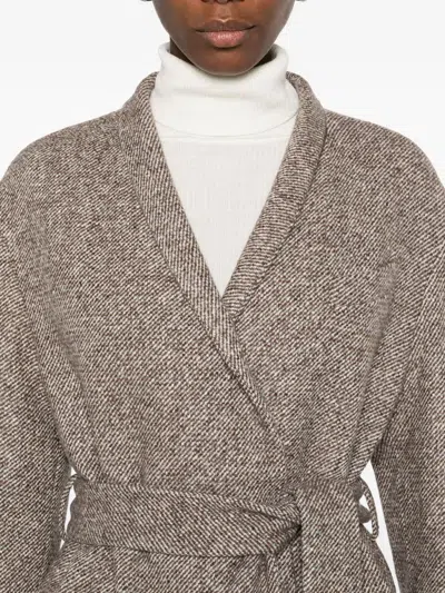 Brunello Cucinelli Single-breasted Coat Coats And Trench Coats Brown In Multi