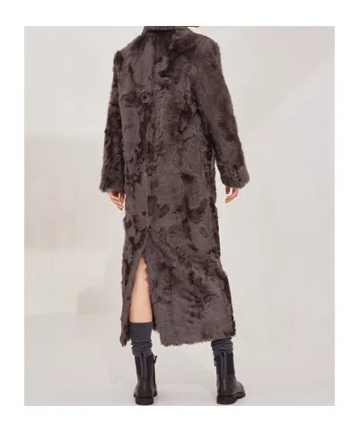 Brunello Cucinelli Capretta Double-breasted Shearling Coat In Brown