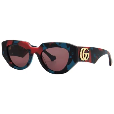 Gucci Purple Geometric Ladies Sunglasses Gg1421s 003 51 In Blue