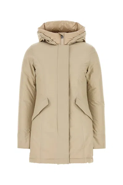 Woolrich Insulated Parka With Hood And Pockets In Brown