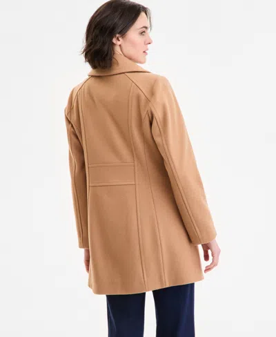 Anne Klein Women's Single-breasted Walker Coat, Exclusively At Macy's In Brown