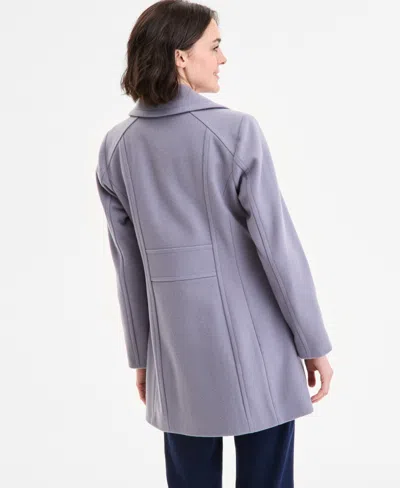Anne Klein Petite Double-breasted Peacoat, Exclusively At Macy's In Purple