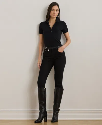 Ralph Lauren Petite Stretch Polo In Black