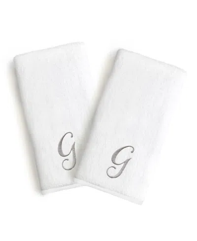 Linum Home Linum Font Monogrammed Luxury 100% Turkish Cotton Novelty 2-piece Hand Towels, 16" X 30"