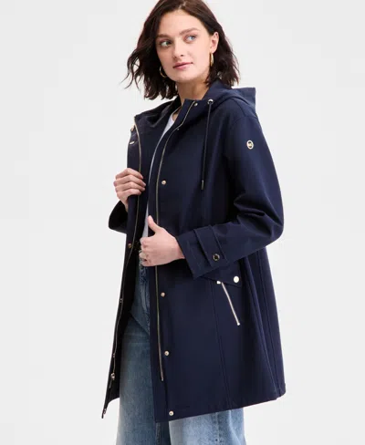 Michael Kors Michael  Petite Hooded Anorak Softshell Coat In Blue