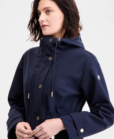 Michael Kors Michael  Petite Hooded Anorak Softshell Coat In Blue