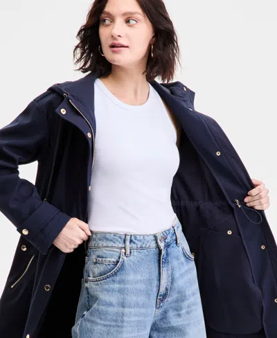 Michael Kors Michael  Petite Hooded Anorak Softshell Coat In Blue