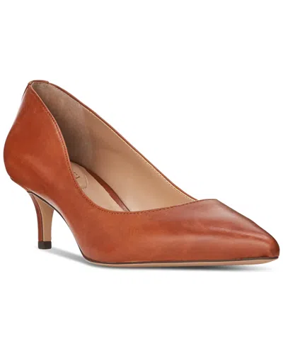 Ralph Lauren Pointed Leather Pumps In Brown