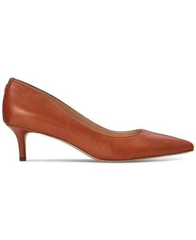 Ralph Lauren Pointed Leather Pumps In Brown