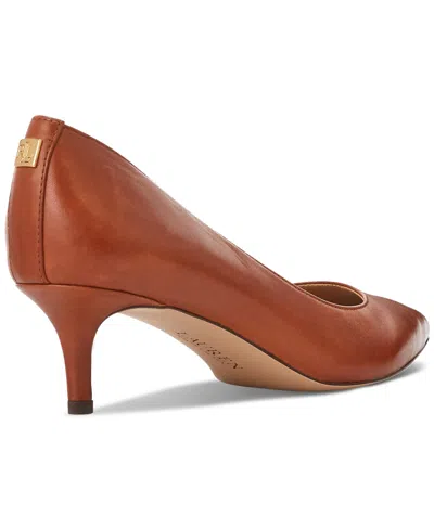 Ralph Lauren Pointed Leather Pumps In Brown