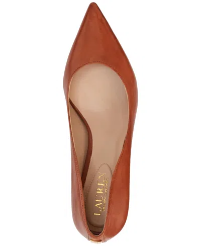 Ralph Lauren Pointed Leather Pumps In Brown