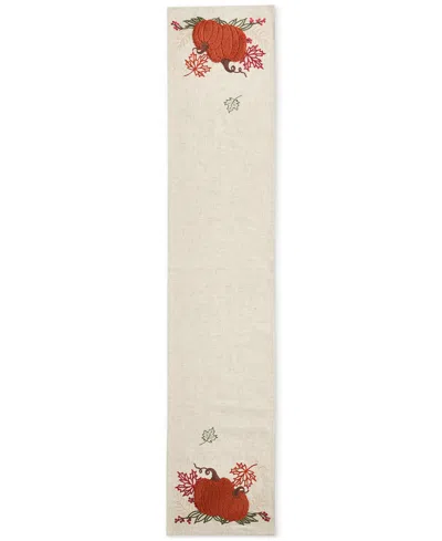 Elrene Cranston Embroidered Pumpkin Table Runner, 14" X 70" In Multi