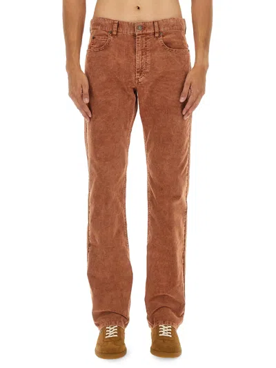 Isabel Marant Straight-leg Corduroy Pants With Textured Finish In Brown
