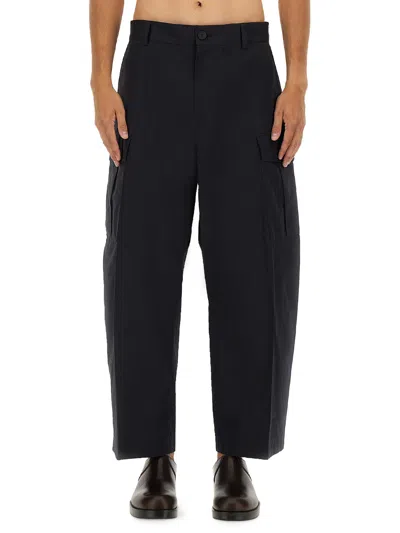 Studio Nicholson Cargo Pocket Wide Leg Trousers In Blue
