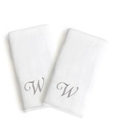 Linum Home Linum Font Monogrammed Luxury 100% Turkish Cotton Novelty 2-piece Hand Towels, 16" X 30"