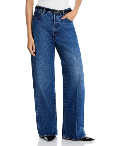 Frame The Collegiate High Rise Wide Leg Jeans In Galactic In Blue