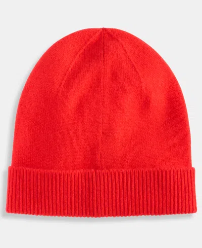 Charter Club 100% Cashmere Cuffed Beanie, Created For Macys In Red