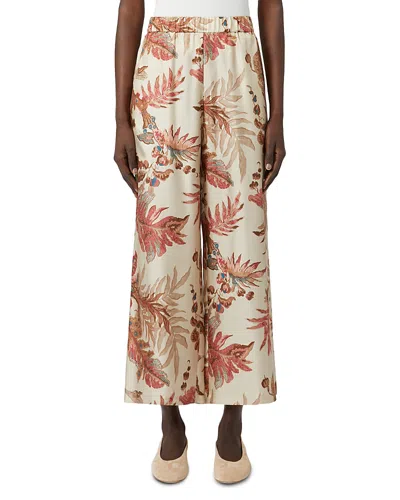Weekend Max Mara Elastic Waistband Wide Leg Floral Print Trousers In Multi