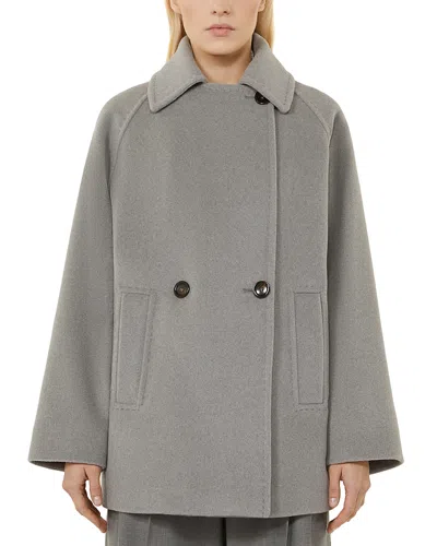 Max Mara Double-breasted Wool Pea Coat Coats Grey In Gray