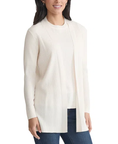 Jones New York Petite Sutton Open-front Cardigan In White