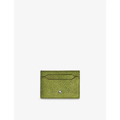 Montblanc Mens Multi-coloured Sartorial Logo-branded Leather Card Holder In Green