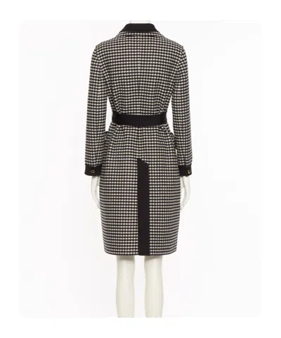 Valentino Womens Avorio Nero Gingham-pattern Wool And Cashmere-blend Coat In Gray