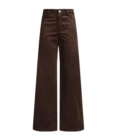 Liu •jo Wide-leg Brown Corduroy Trousers With Button And Zip Fastening In Black