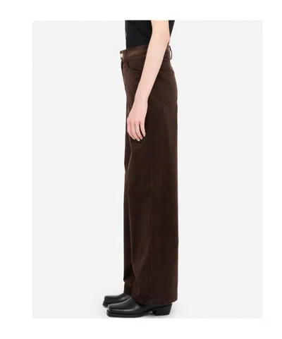Liu •jo Wide-leg Brown Corduroy Trousers With Button And Zip Fastening In Black