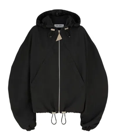 Attico Oversized Black Hooded Bomber Jacket