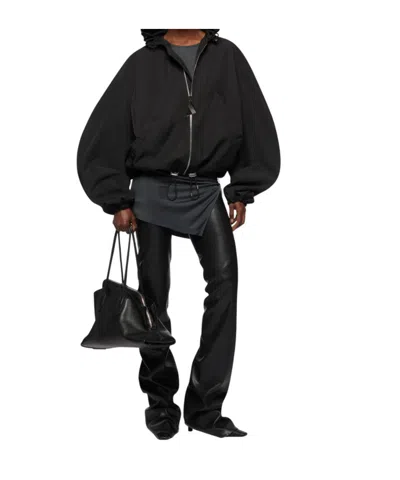 Attico Oversized Black Hooded Bomber Jacket