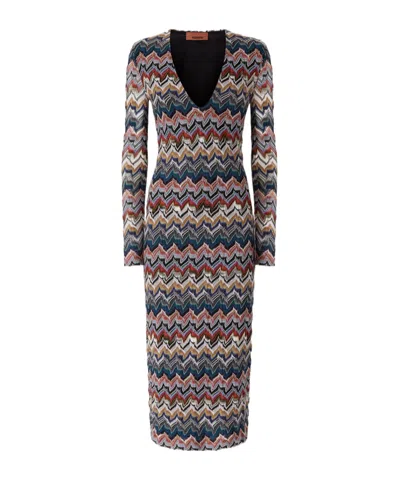 Missoni Zigzag Long Sleeve Midi Sweater Dress In Multi