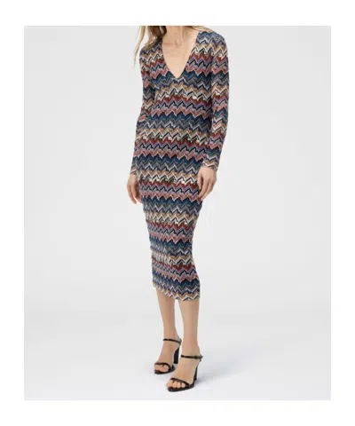 Missoni Zigzag Long Sleeve Midi Sweater Dress In Multi