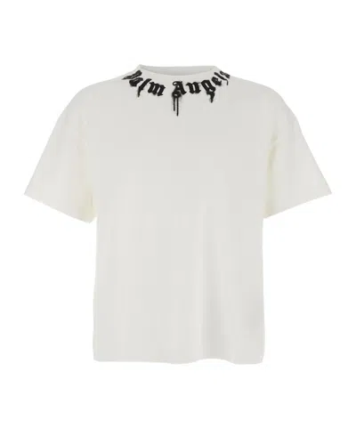 Palm Angels Curved Logo T-shirt In White
