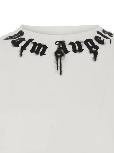 Palm Angels Curved Logo T-shirt In White