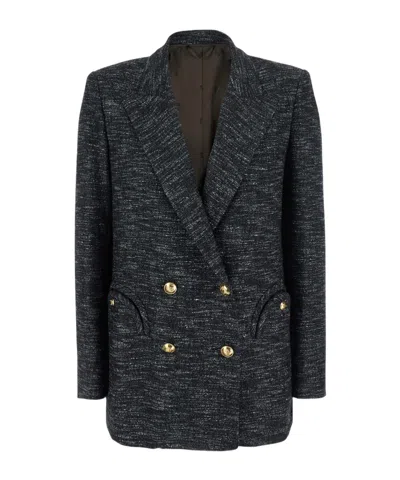 Blazé Milano Double-breasted Flap-pocket Blazer In Black