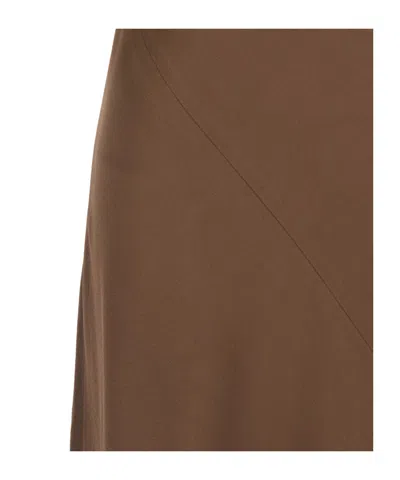 Antonelli Mara Brown Long Dress With Draped Neckline In Acetate Blend Woman In Brown